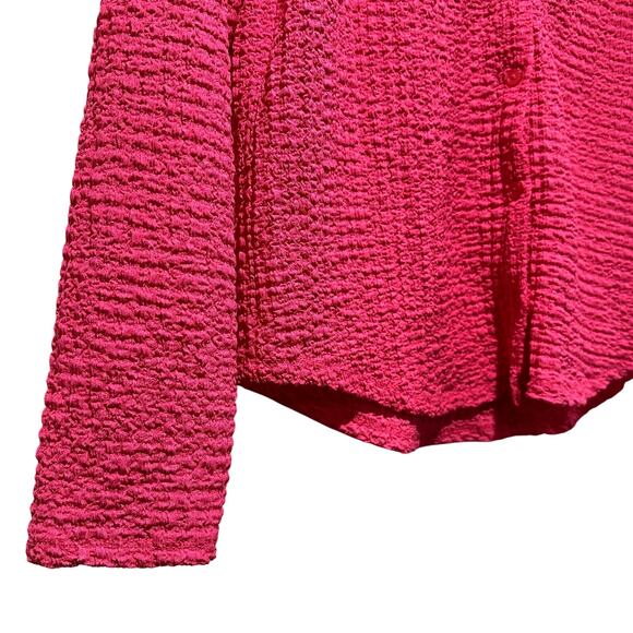 Womens textured pink button‎ up shirt size Large - Picture 3 of 5